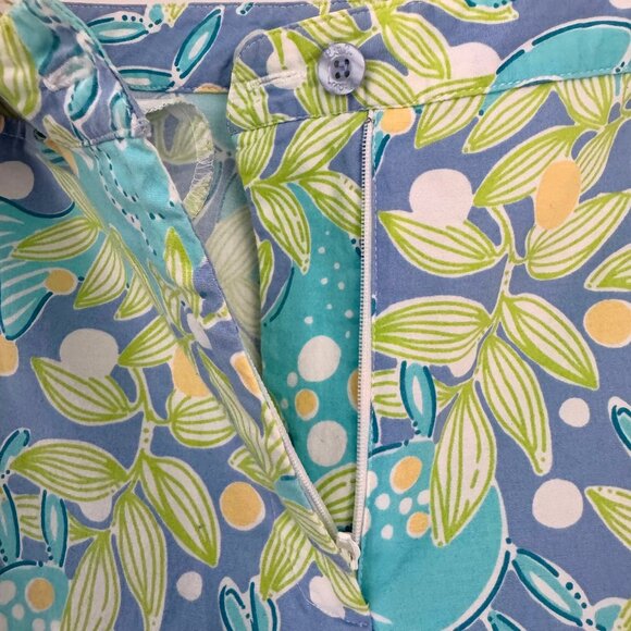 Lilly Pulitzer White Label Crab Fish Blue Green Cropped Pants Size 10 Vintage - Picture 5 of 6